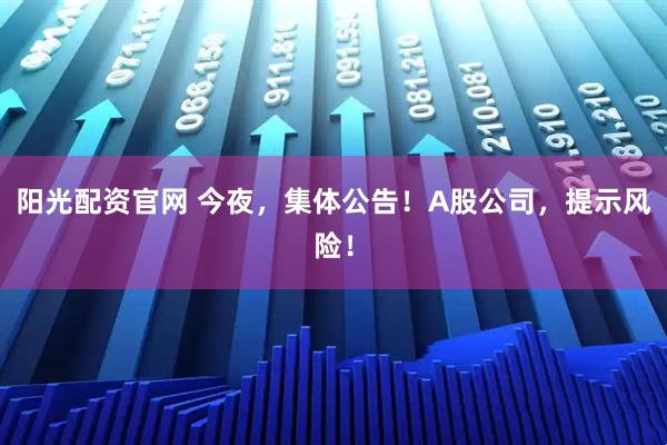 阳光配资官网 今夜，集体公告！A股公司，提示风险！